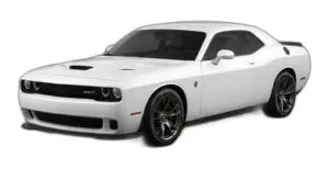Dodge Challenger in Weiss, Dreiviertelansicht von vorne links