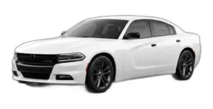 Dodge Charger in Weiss, Dreiviertelansicht von vorne links