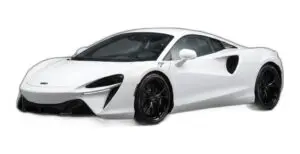 McLaren Artura in Weiss, Dreiviertelansicht von vorne links